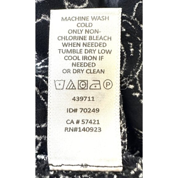 Loft Black, White Printed Sleeveless Pom Pom Trim Swing Tank Top V Neck Boho XSP - Picture 10 of 12